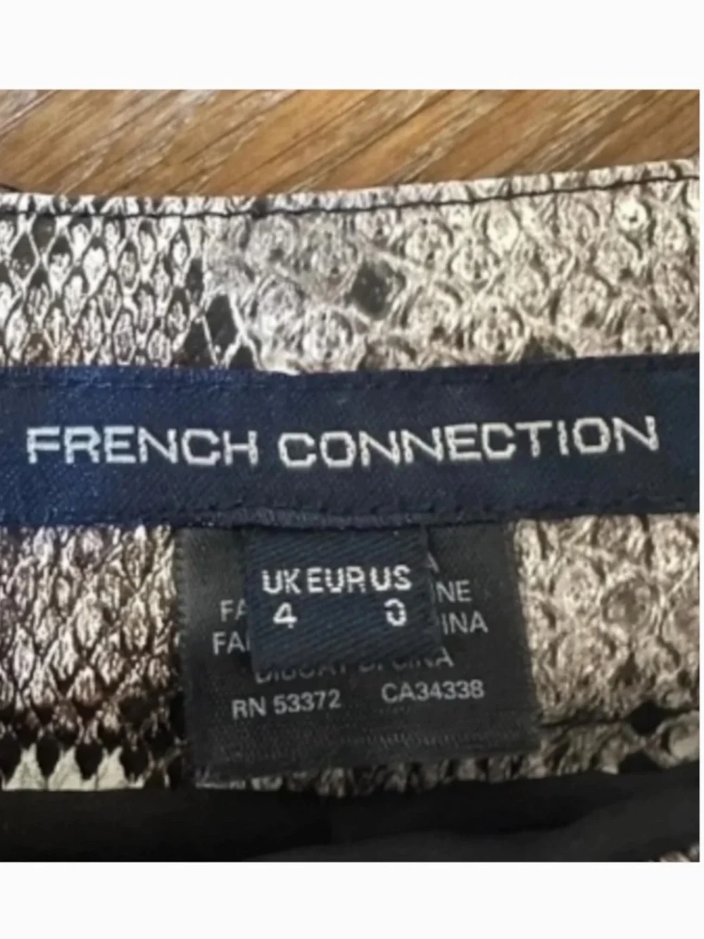 French Connection Snakeskin Mini Skirt Brown Multi Animal Print Size 0 - Picture 6 of 10